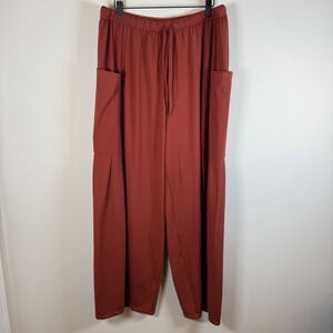 Halara Baggy Pull On Wide Leg Pants XL Rust Drawstring Stretchy Elastic Waist